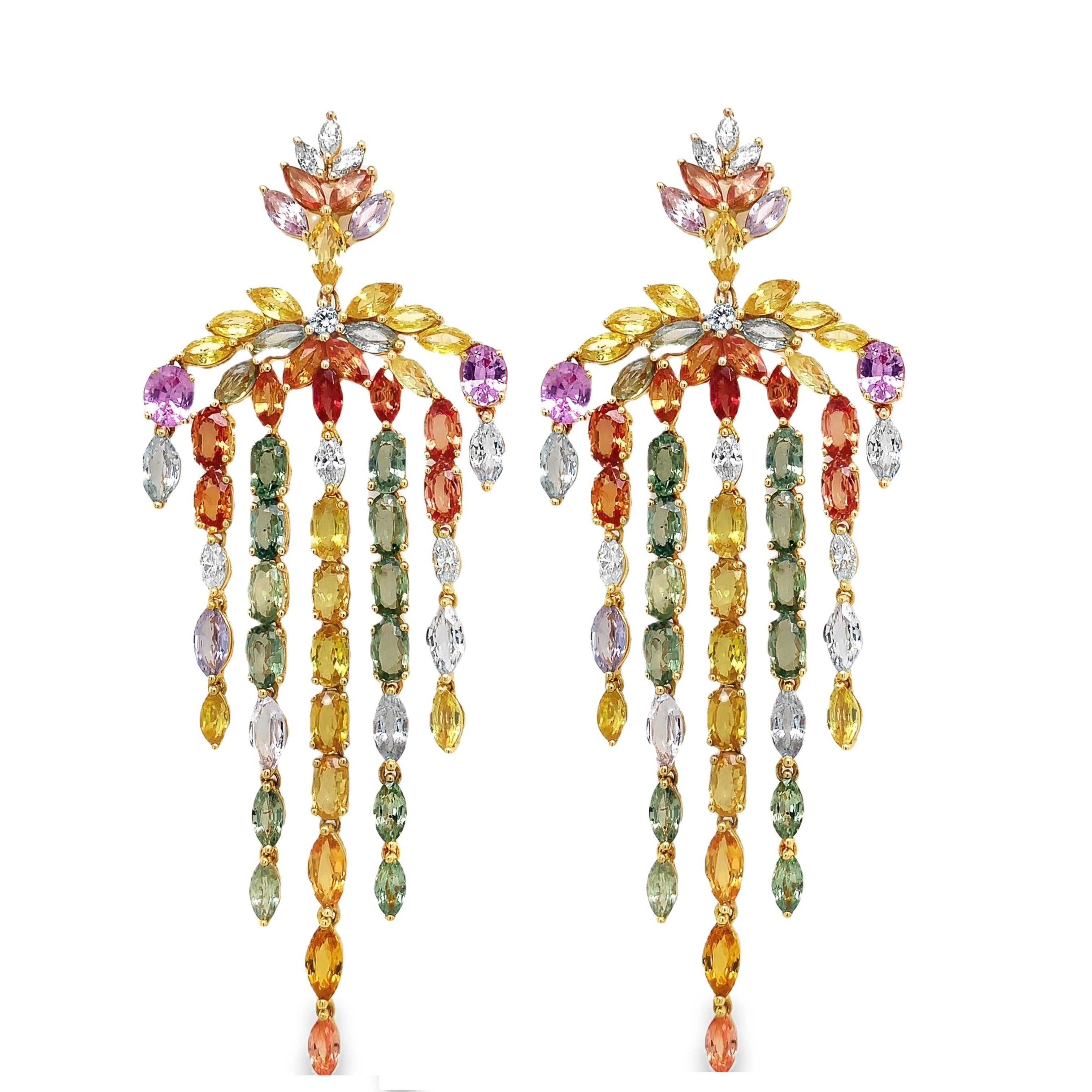 Contemporary Ruchi New York Multi Sapphire and Diamond Earrings For Sale