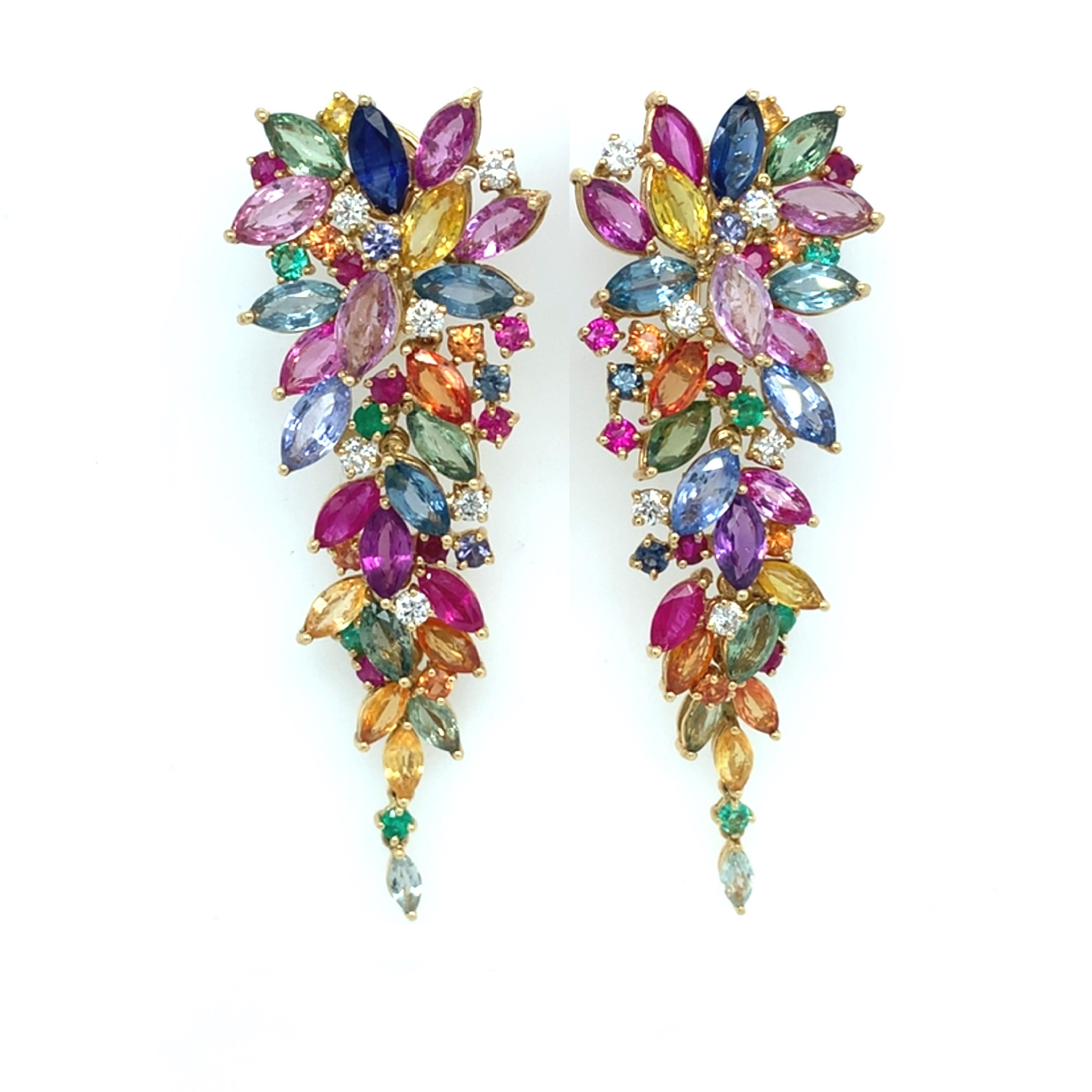 Contemporary Ruchi New York Multi Sapphire and Diamond Earrings