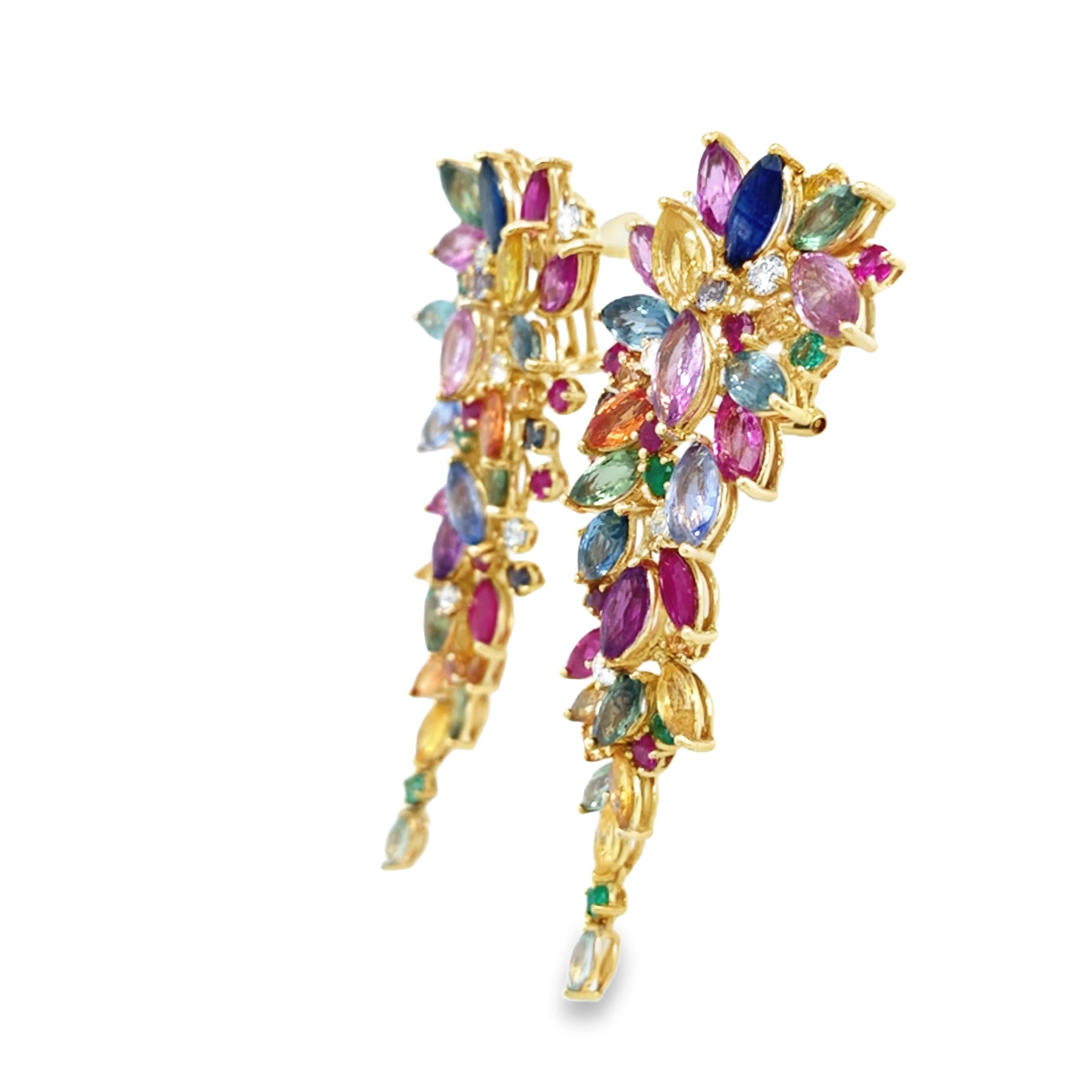Mixed Cut Ruchi New York Multi Sapphire and Diamond Earrings