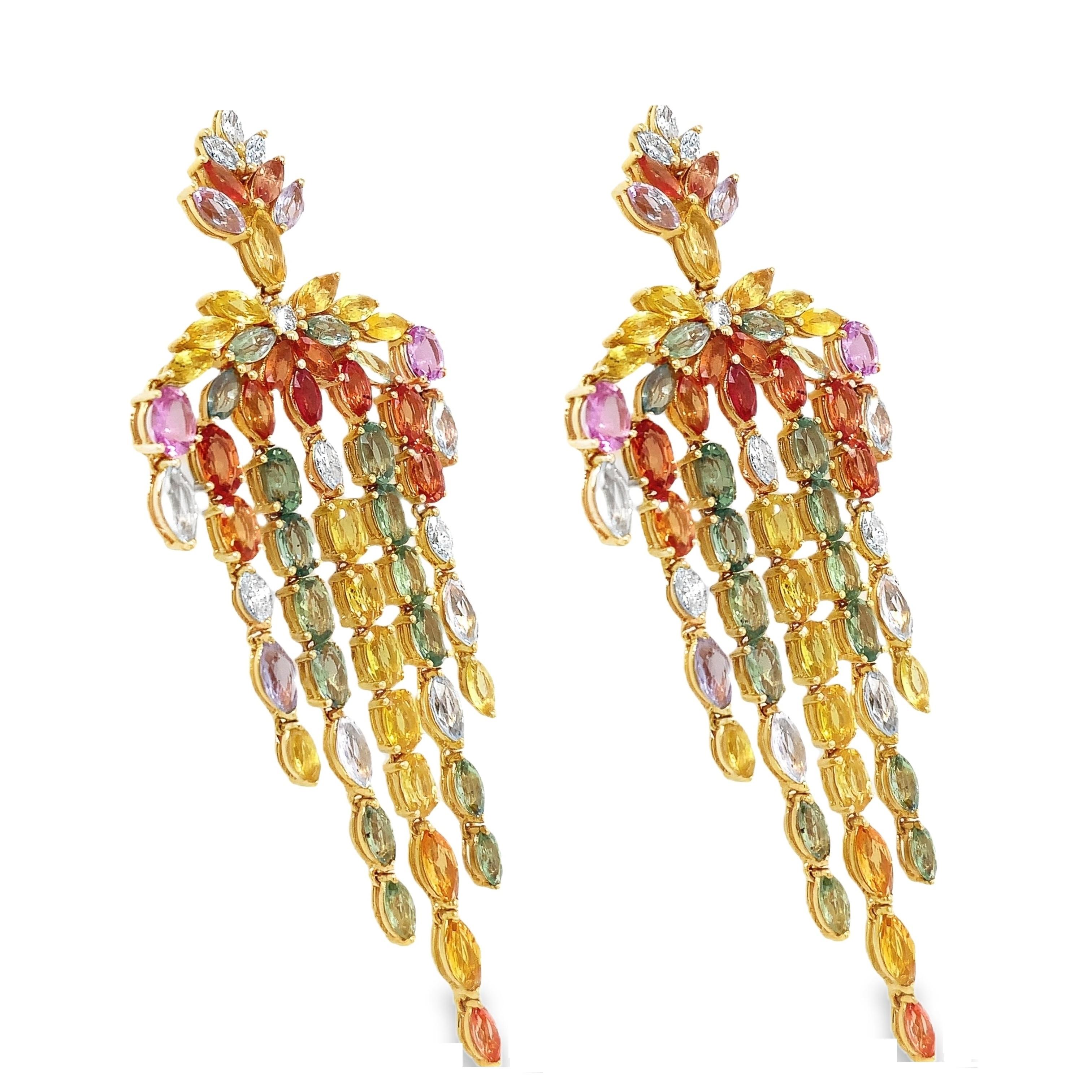 Women's Ruchi New York Multi Sapphire and Diamond Earrings For Sale