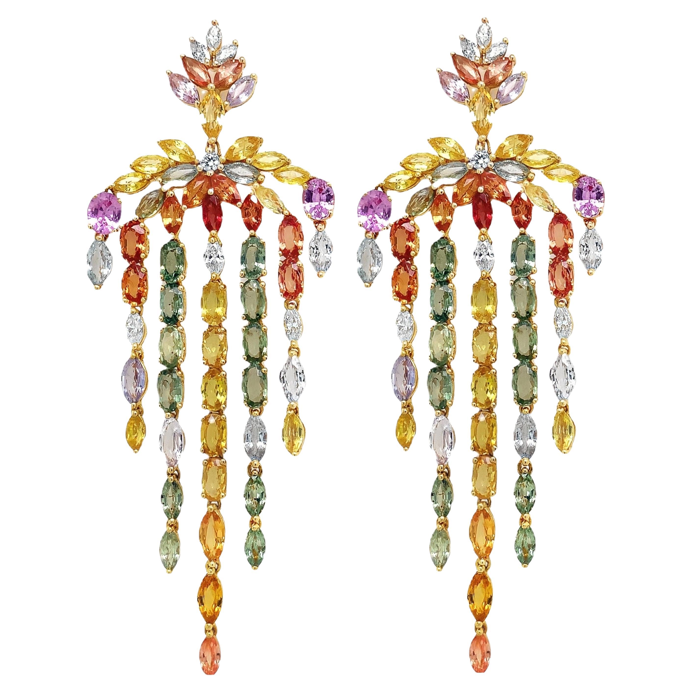 Ruchi New York Multi Sapphire and Diamond Earrings