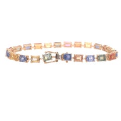 RUCHI Emerald-Cut Multi-Colored Sapphire Yellow Gold Link Bracelet