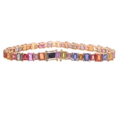 RUCHI Multi-Colored Sapphire Yellow Gold Link Bracelet
