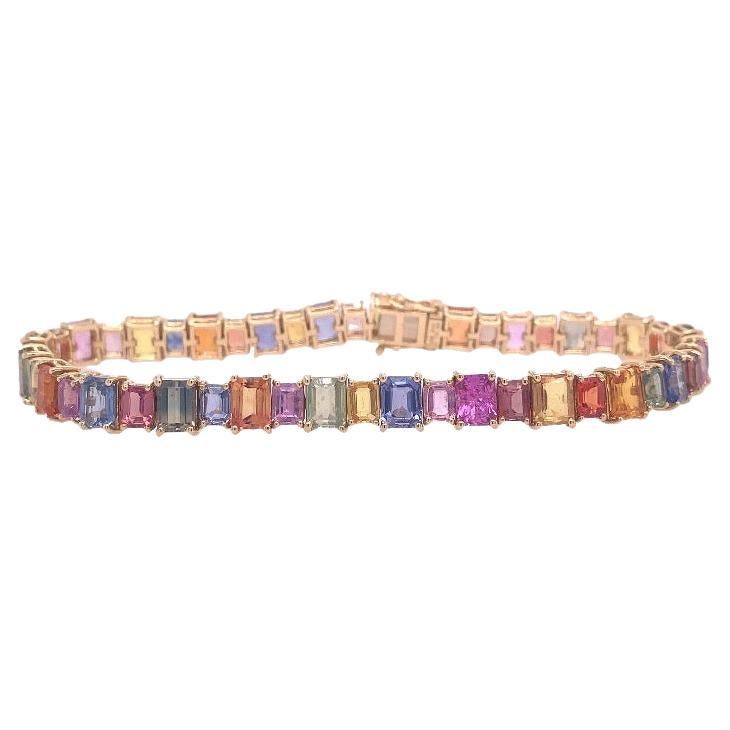 RUCHI Multi-Colored Sapphire Yellow Gold Link Bracelet For Sale