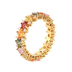 RUCHI Multi-Colored Sapphire and Diamond Yellow Gold Eternity Band