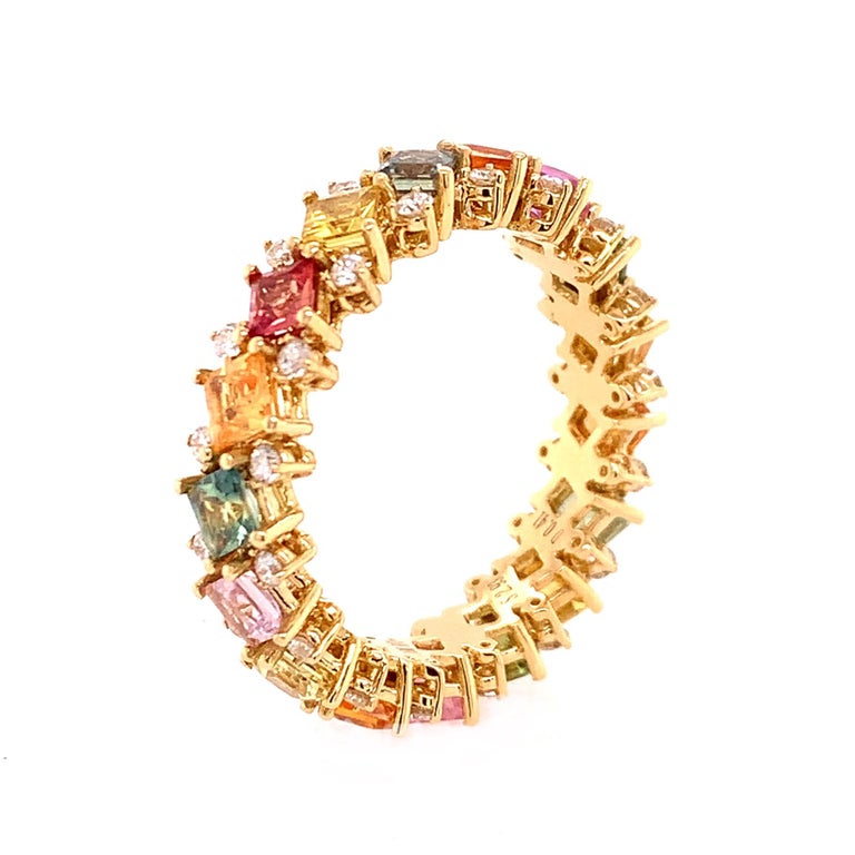 Ruchi New York Multi Sapphire and Diamond Eternity Band For Sale at 1stDibs