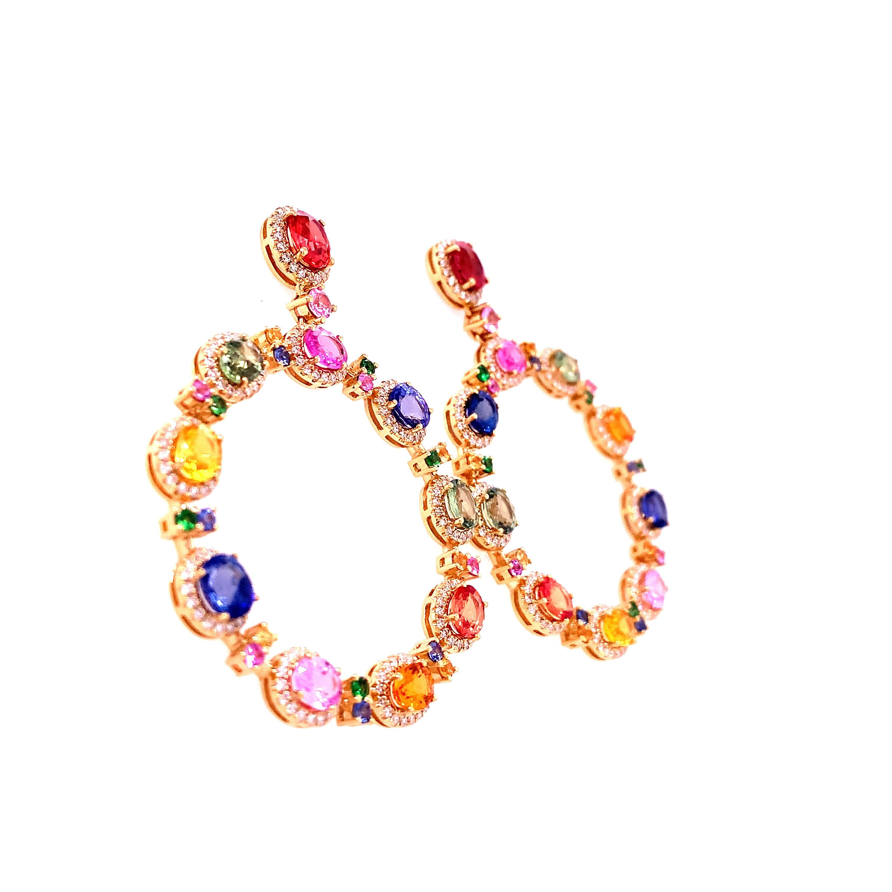 Ruchi New York Ohrringe mit mehreren Saphiren und Diamanten (Zeitgenössisch)
