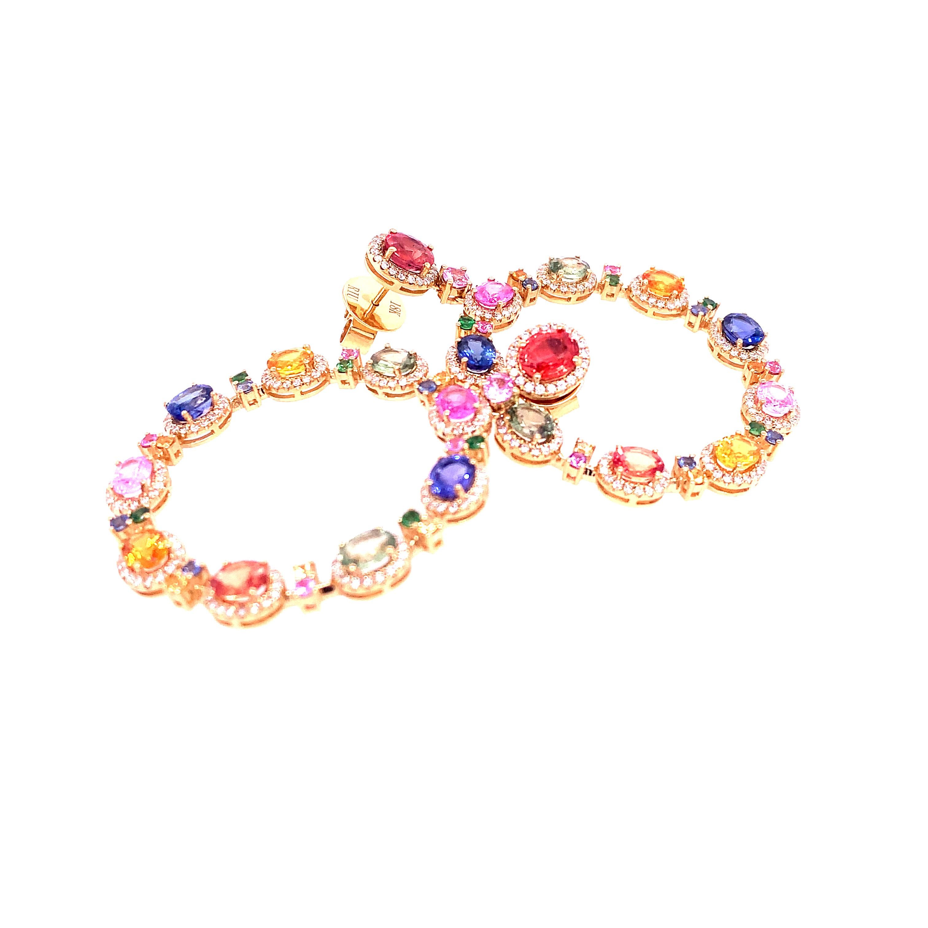 Ruchi New York Ohrringe mit mehreren Saphiren und Diamanten (Gemischter Schliff)