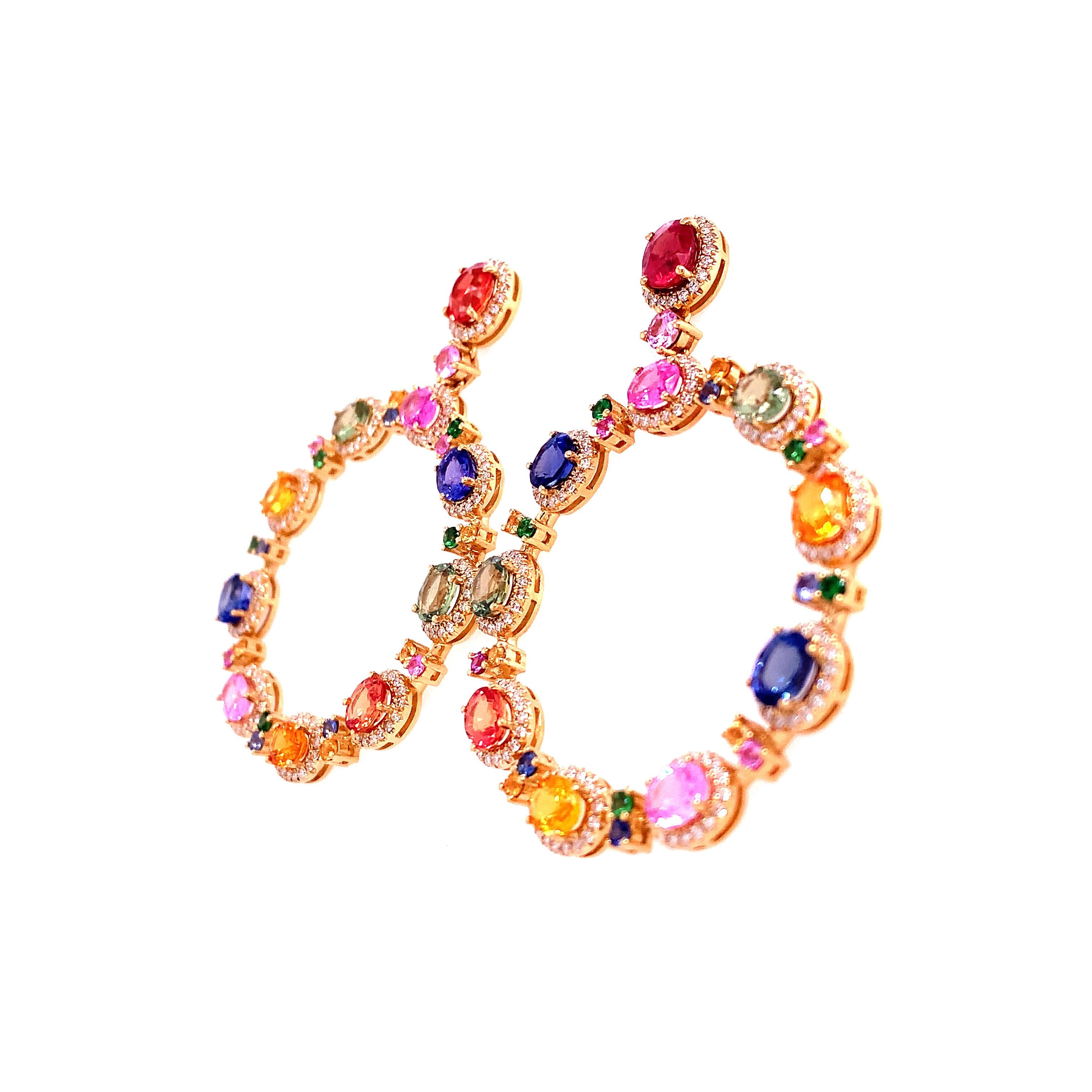 Women's Ruchi New York Multi Sapphire Diamonds Dangle Earrings