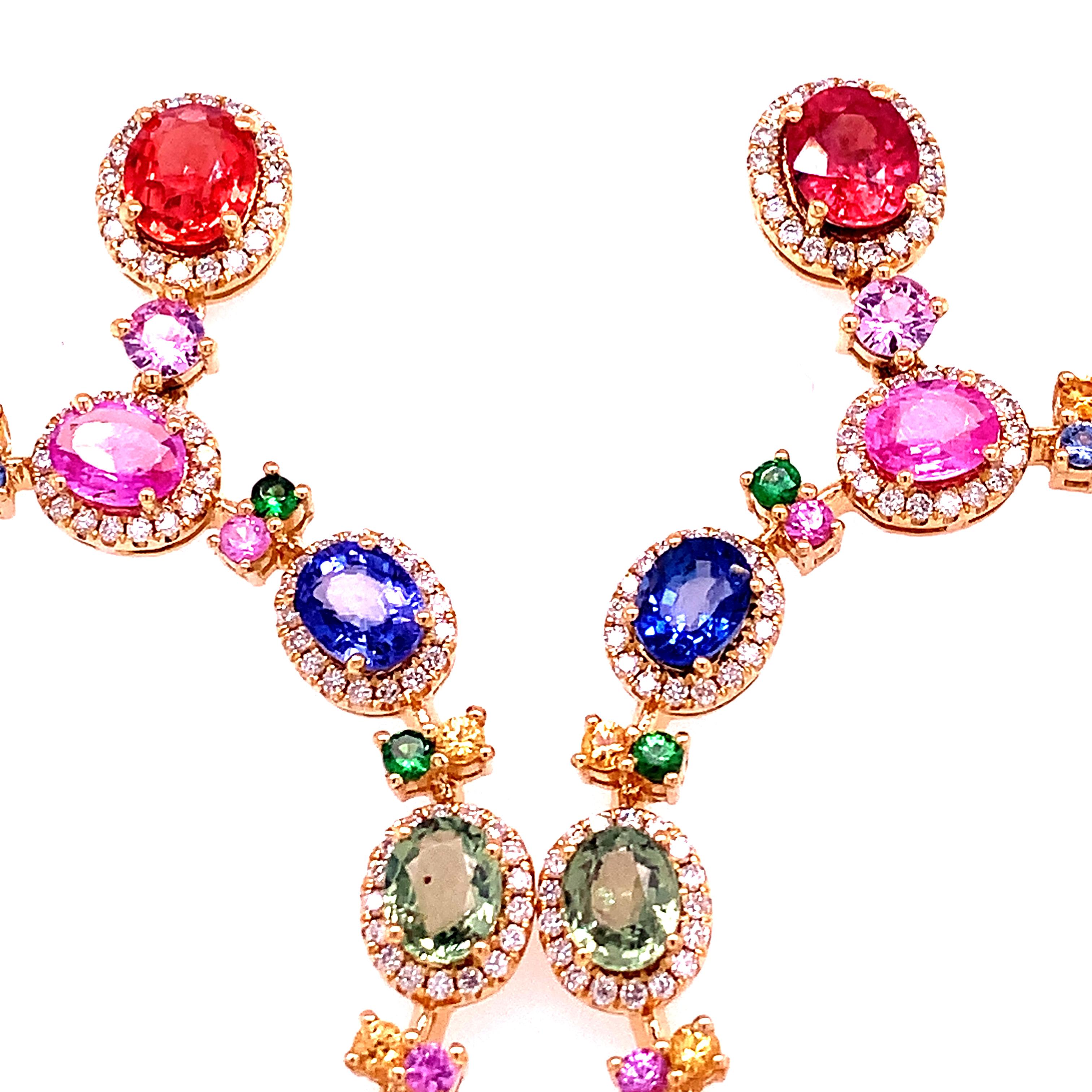 Ruchi New York Multi Sapphire Diamonds Dangle Earrings 1
