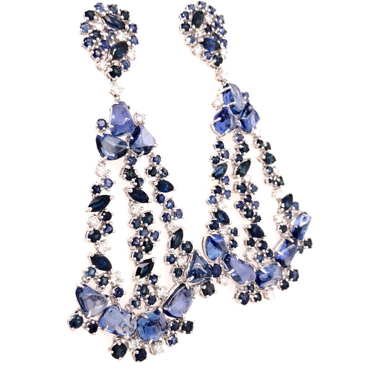 Ruchi New York Multi Shape Blue Sapphire Chandelier Earrings For Sale ...