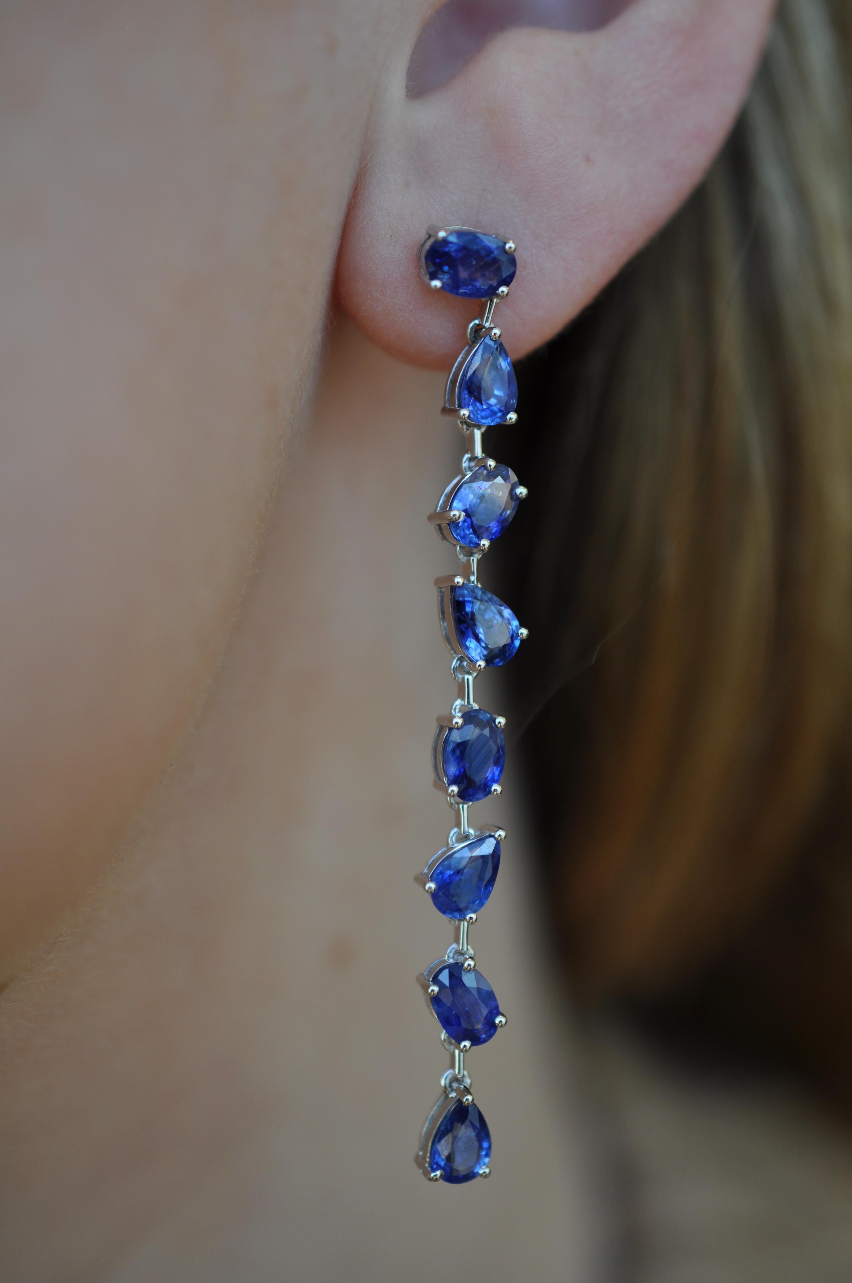 Women's or Men's Ruchi New York Multi Shape Blue Sapphire Drop Earrings