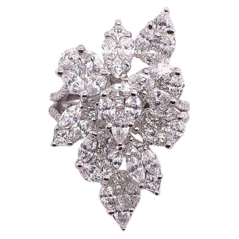 Multi Fancy Color Diamond Elongated Cocktail Ring For Sale at 1stDibs