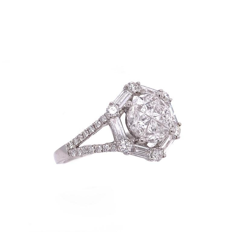 18K White Gold
Diamonds: 1.57ct total weight.
All diamonds are G-H/SI stones.
