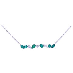 Ruchi New York Multi-Shape Emerald and Diamond Bar Necklace
