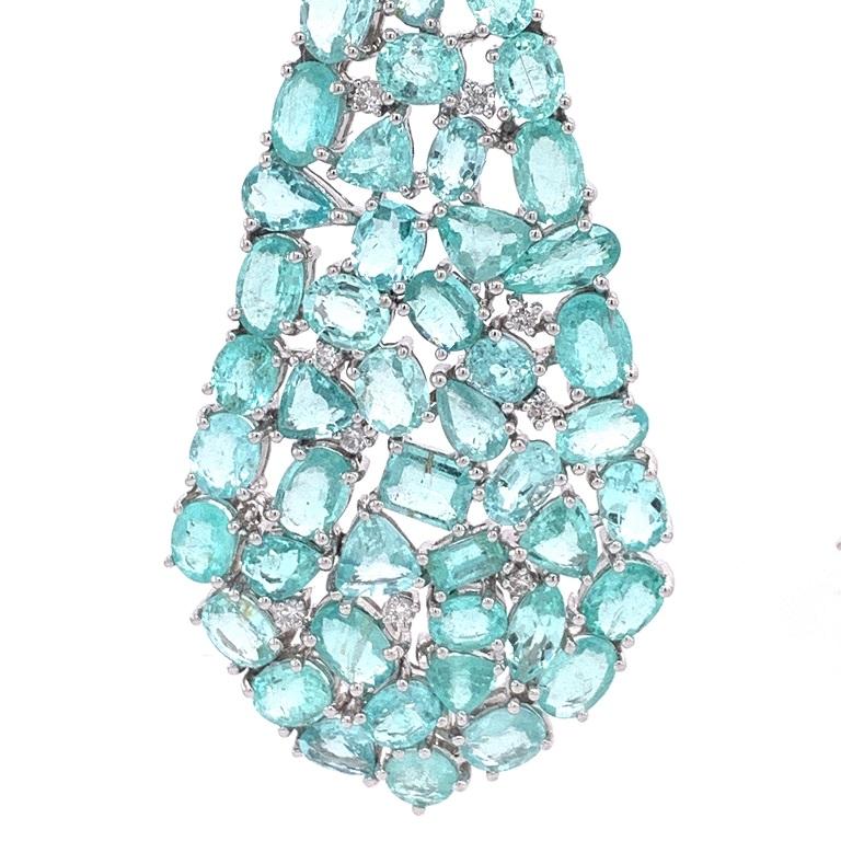 Contemporary Ruchi New York Multi Shape Paraiba Tourmaline and Diamond Chandelier Earrings