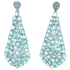 Ruchi New York Multi Shape Paraiba Tourmaline and Diamond Chandelier Earrings