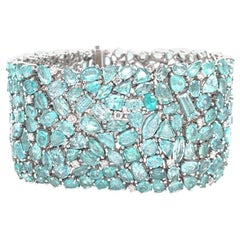 Ruchi New York Multi Shape Paraiba Tourmaline and Diamond Statement Bracelet