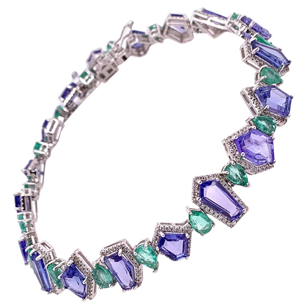 Ruchi New York Multi Shape Tanzanite, Emerald and Diamond Bracelet