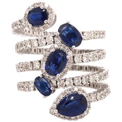 Ruchi New York Anillo de cóctel multiforme de cianita y diamantes