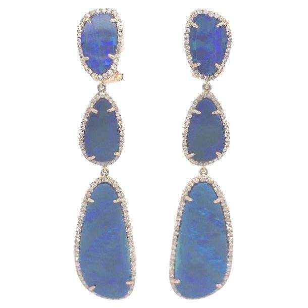 RUCHI Opal and Diamond Rose Gold Drop Earrings For Sale