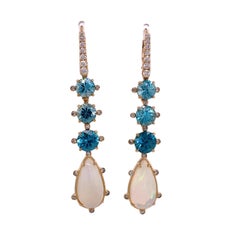 Ruchi New York 18k Gold Opal Zircon Diamond Earrings, 6.45ct Opal