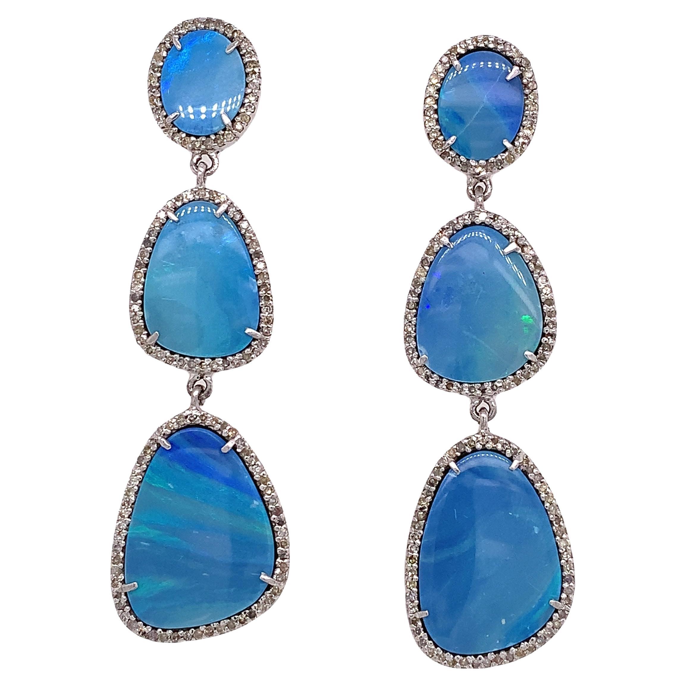 Opal, Ruby and Diamond Earrings For Sale at 1stDibs