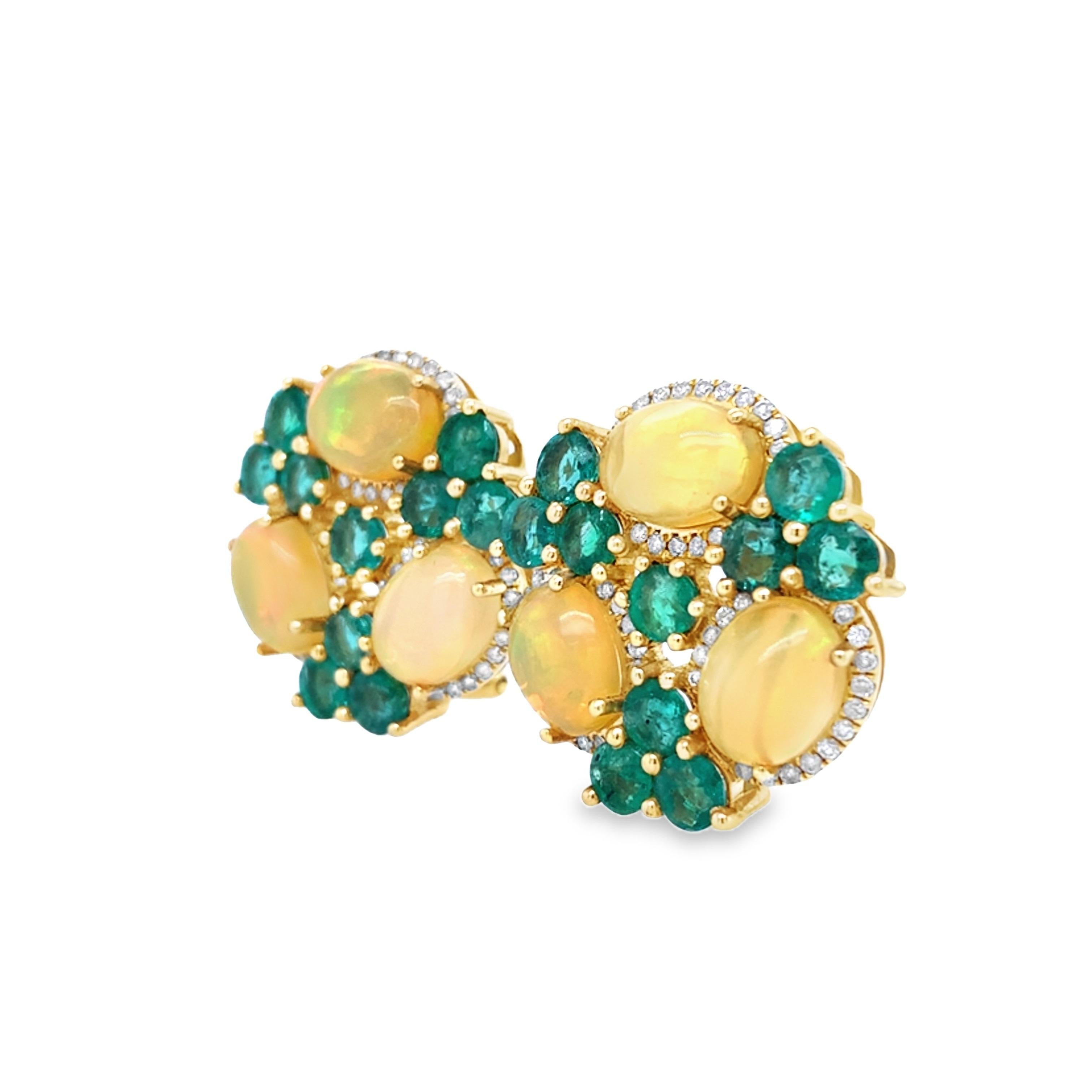 Women's Ruchi New York Opal, Emerald and Diamond Earrings For Sale