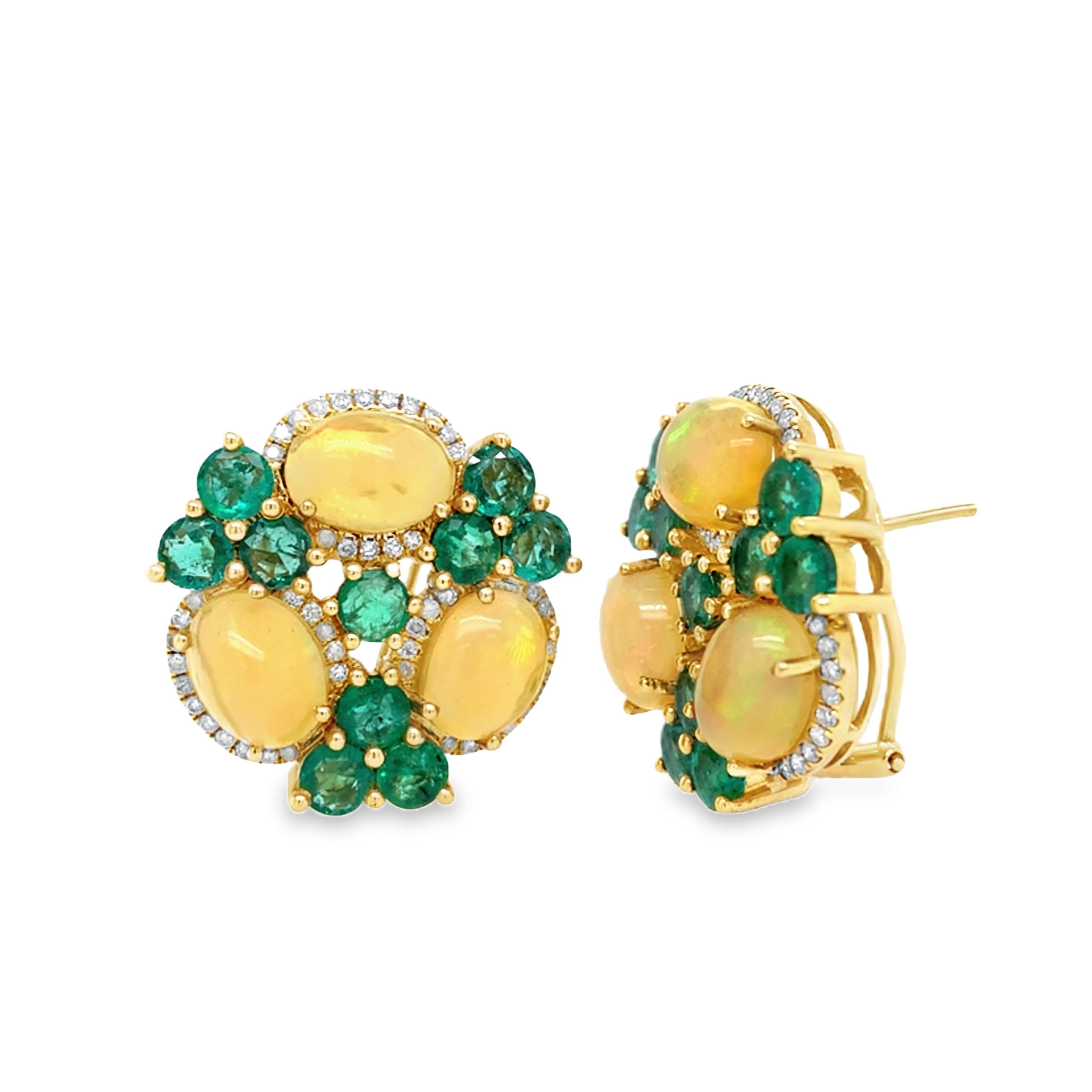 Ruchi New York Opal, Emerald and Diamond Earrings For Sale 1