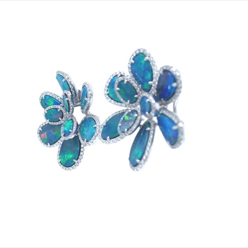 Ocean Bliss Opal Collection

Flower shaped Blue Opal Diamonds Earrings in 18K white gold.

Opal: 15.57ct total weight.
Diamond: 1.46ct total weight.
All Diamonds are G-H/SI stones.