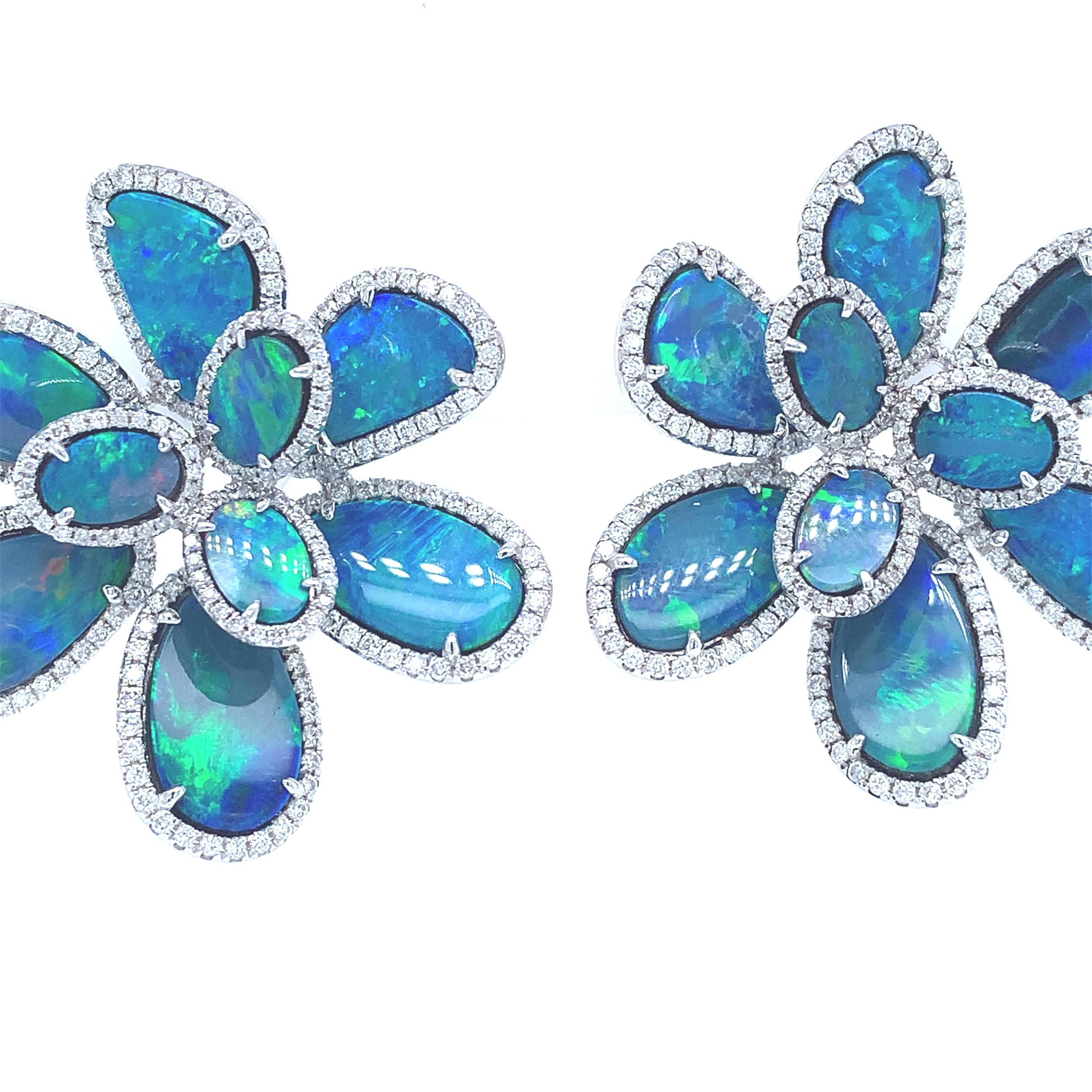 opal flower earrings