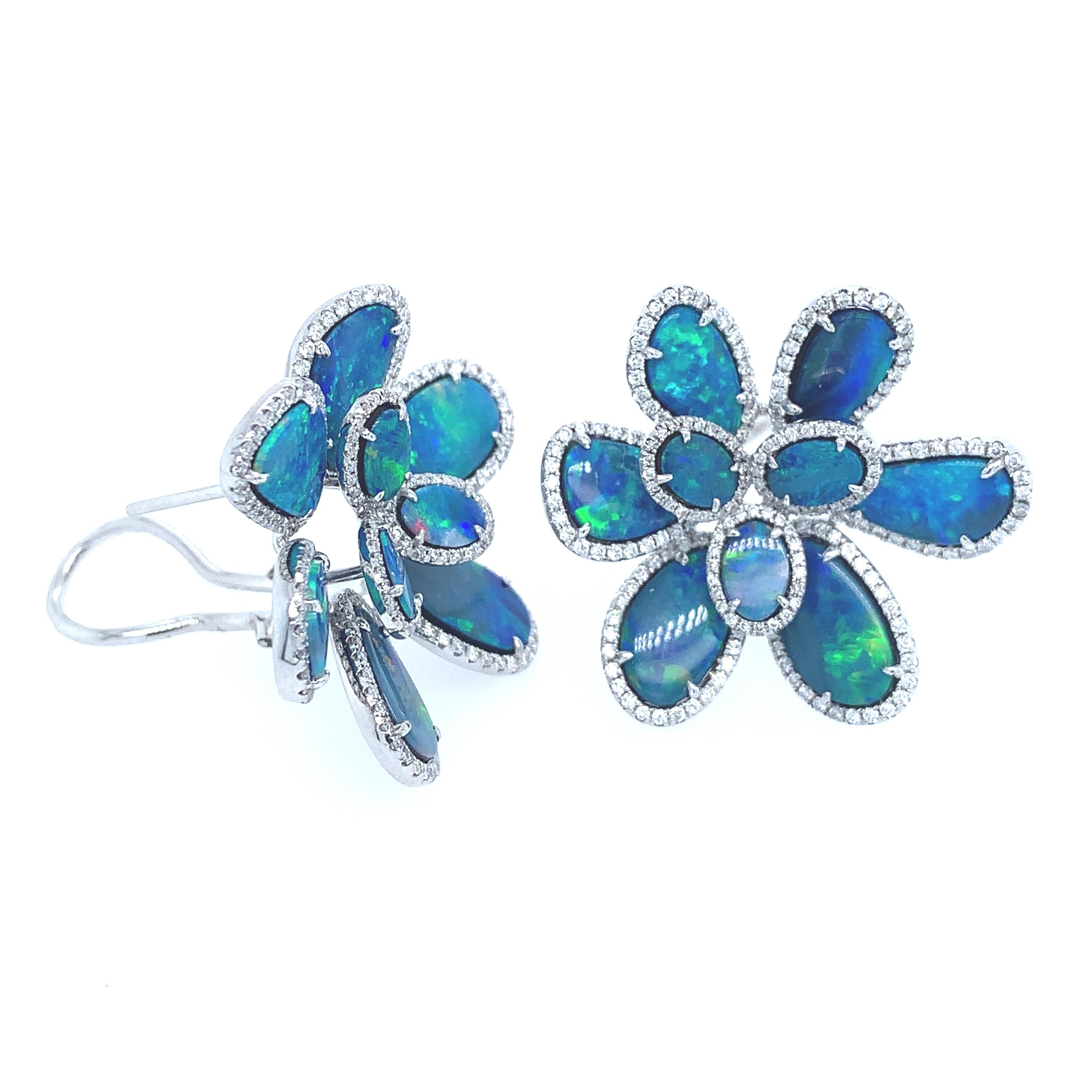Mixed Cut Ruchi New York Opal Flower Clip on Earrings