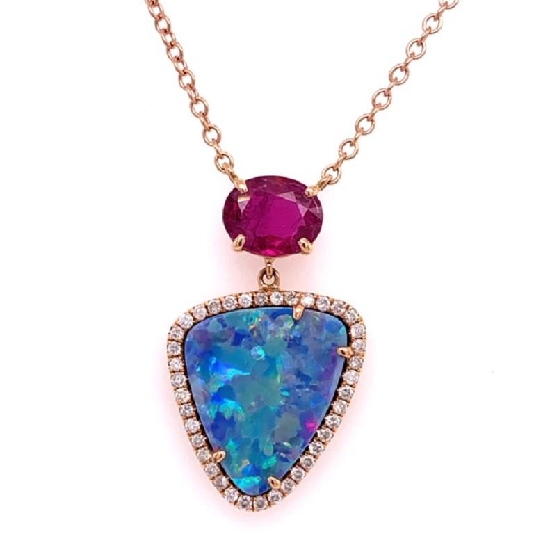 opal and ruby pendant