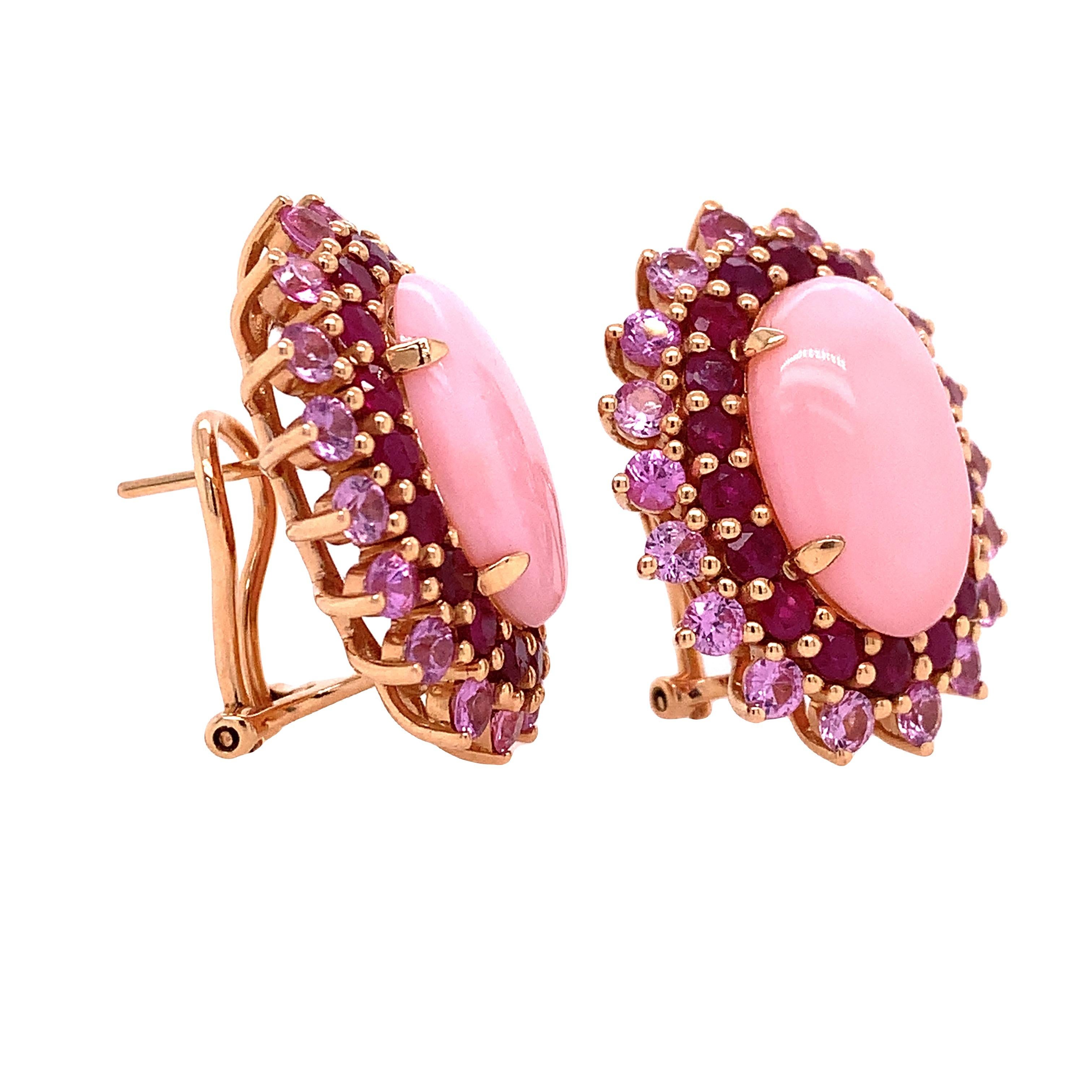 Contemporary Ruchi New York Opal, Ruby & Pink Sapphire Earring