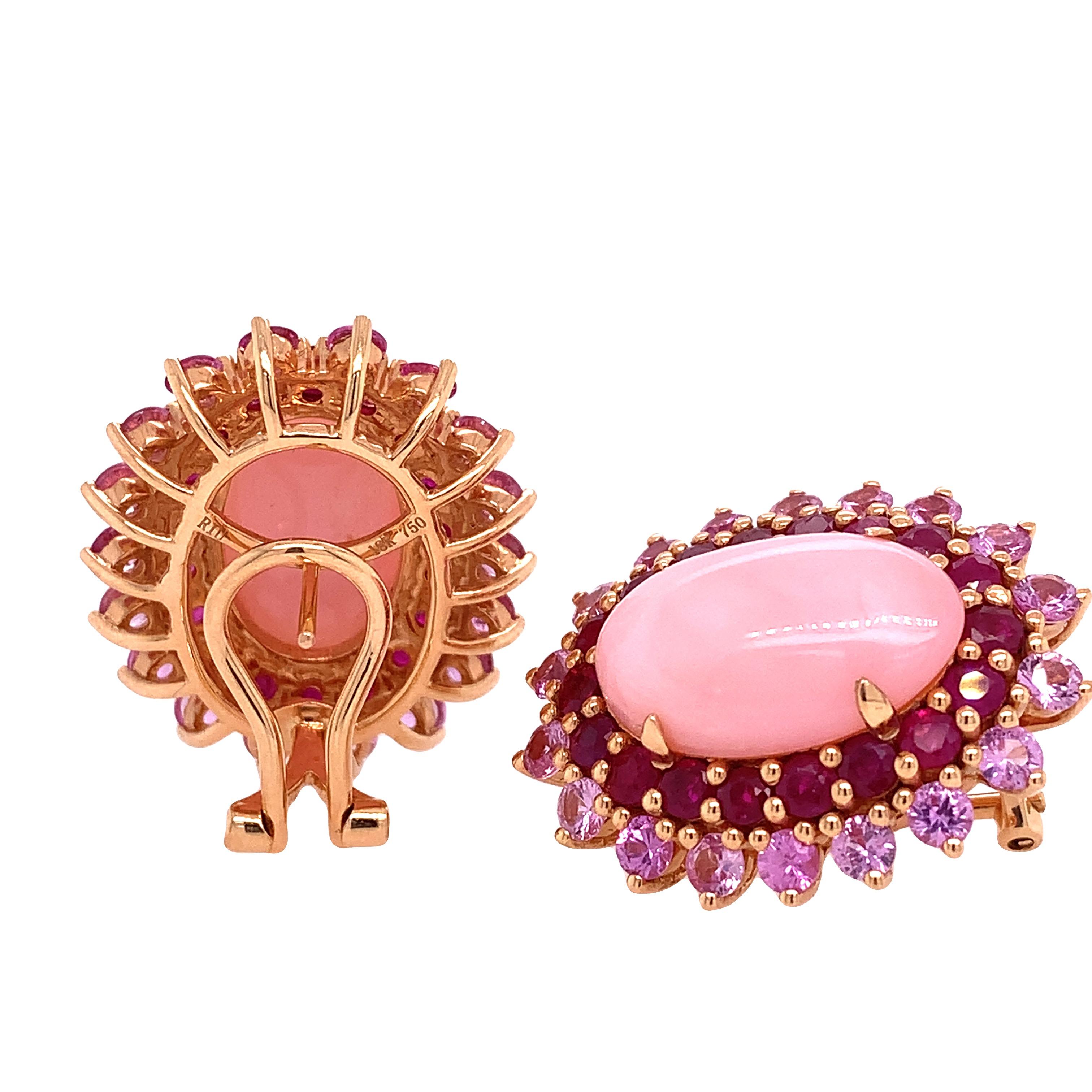 Mixed Cut Ruchi New York Opal, Ruby & Pink Sapphire Earring