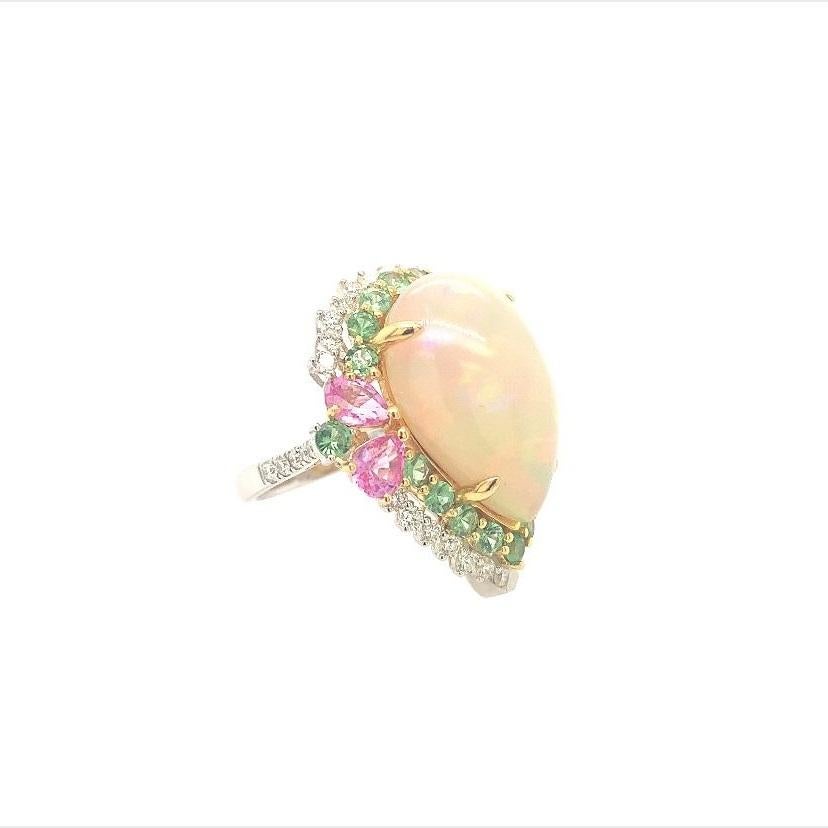 Women's or Men's Ruchi New York Opal, Tsavorite, Pink Sapphire and Diamond Ring For Sale