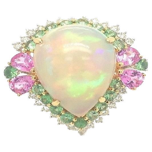 Ruchi New York Opal, Tsavorite, Pink Sapphire and Diamond Ring For Sale