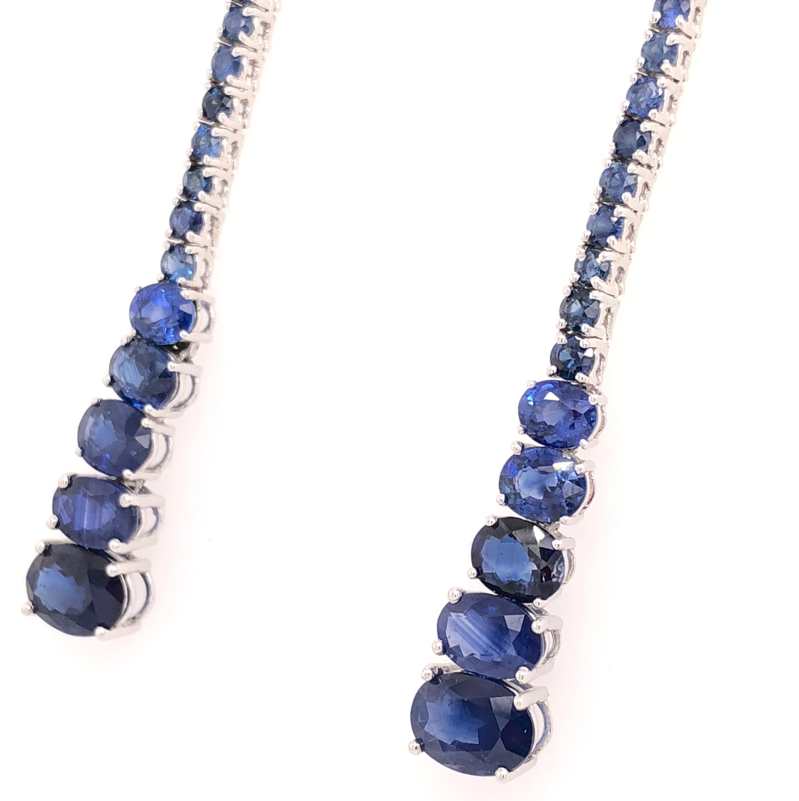 Contemporary Ruchi New York Oval Blue Sapphire Drop Earrings