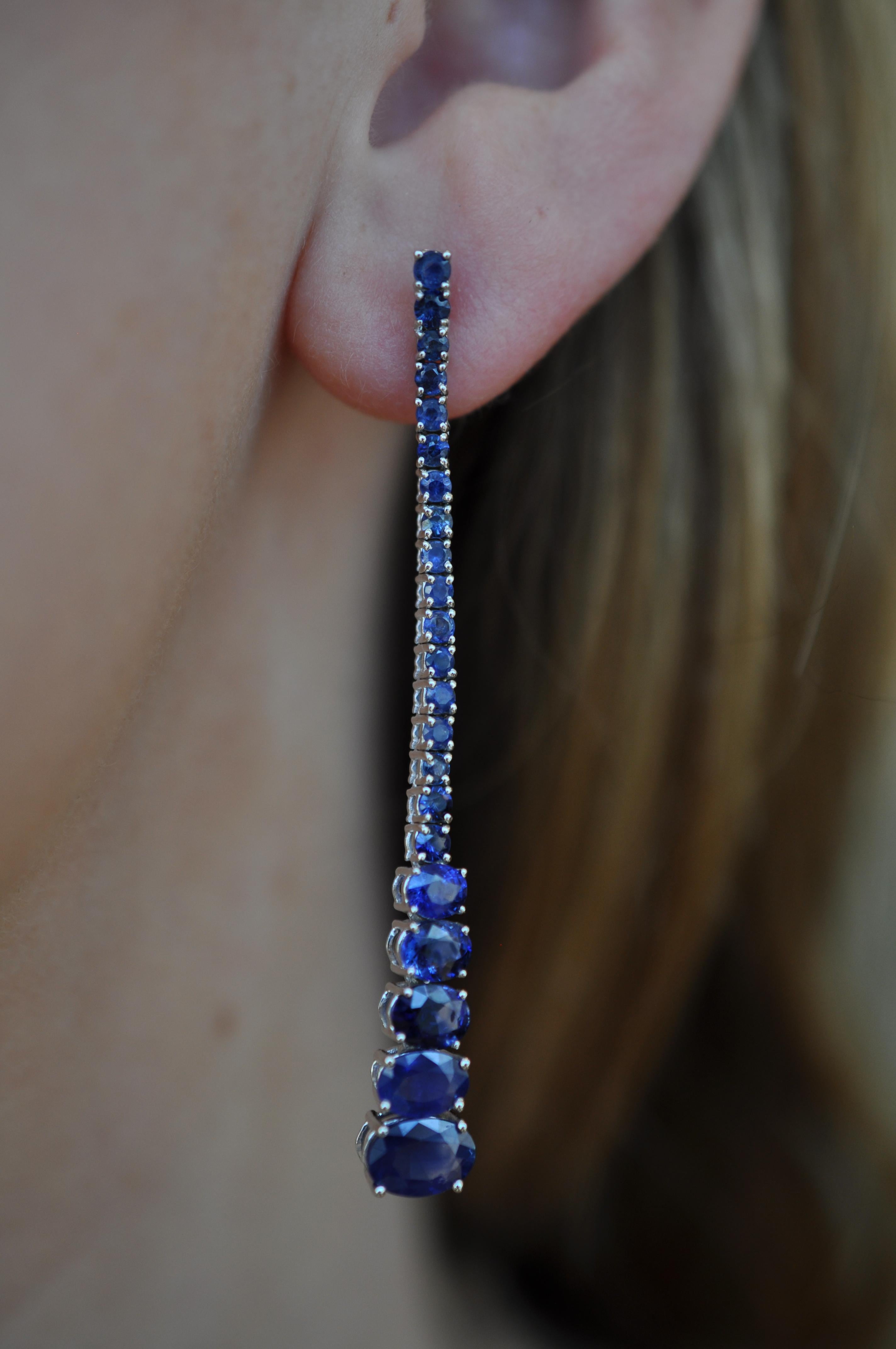 Oval Cut Ruchi New York Oval Blue Sapphire Drop Earrings