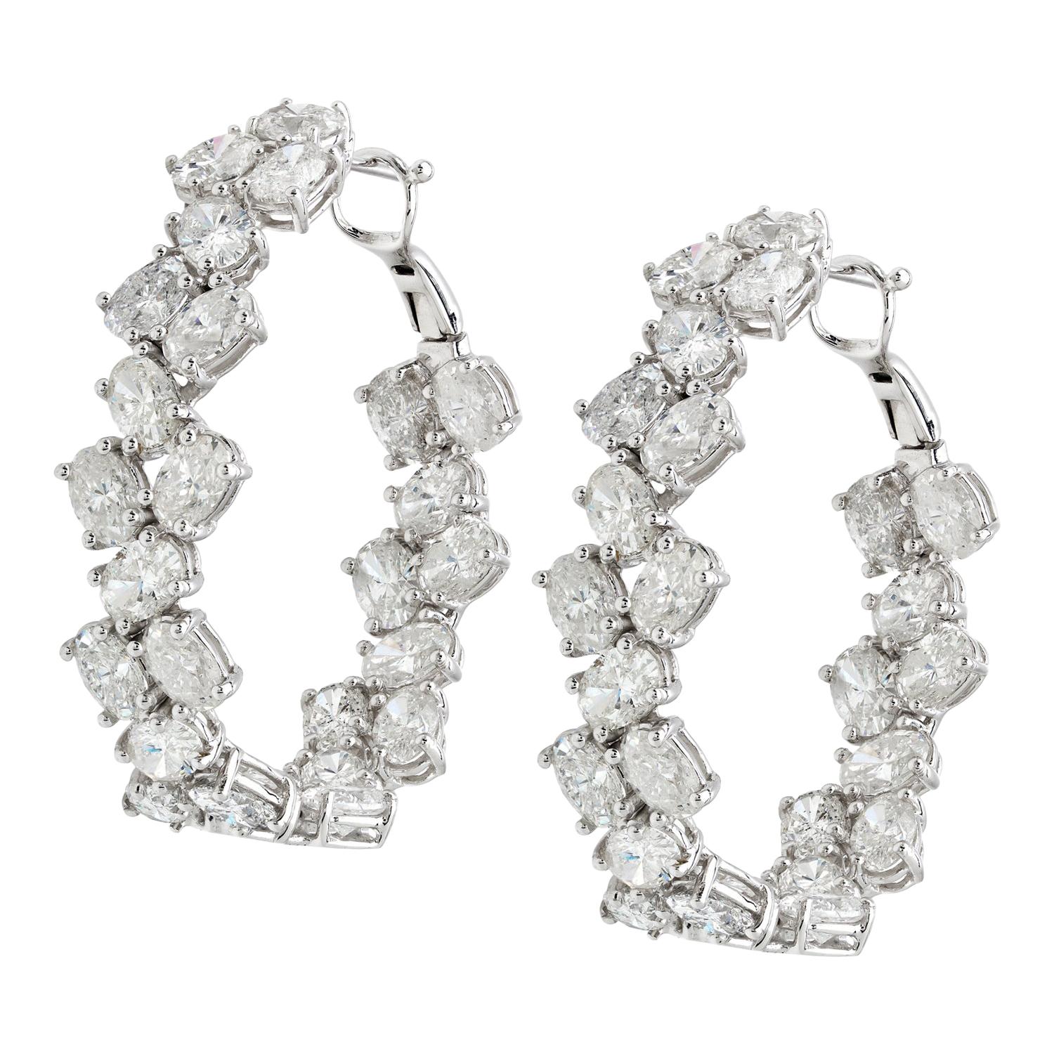 Ruchi New York Oval Diamond Hoop Earrings