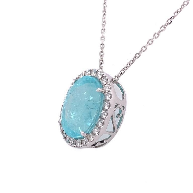 Contemporary Ruchi New York Paraiba Tourmaline and Diamond Pendant