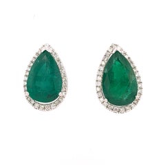 Ruchi New York Pear Emerald Stud Earrings