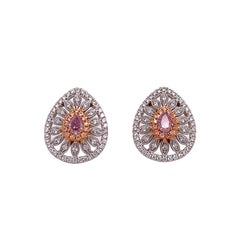 Ruchi New York Pink and White Diamond Stud Earrings