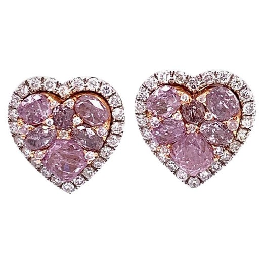 Ruchi New York Pink Diamond Heart Stud Earrings For Sale At 1stdibs