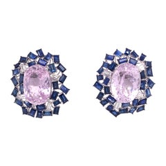 Ruchi New York Pink Kunzite Blue Sapphire and Diamond Earrings