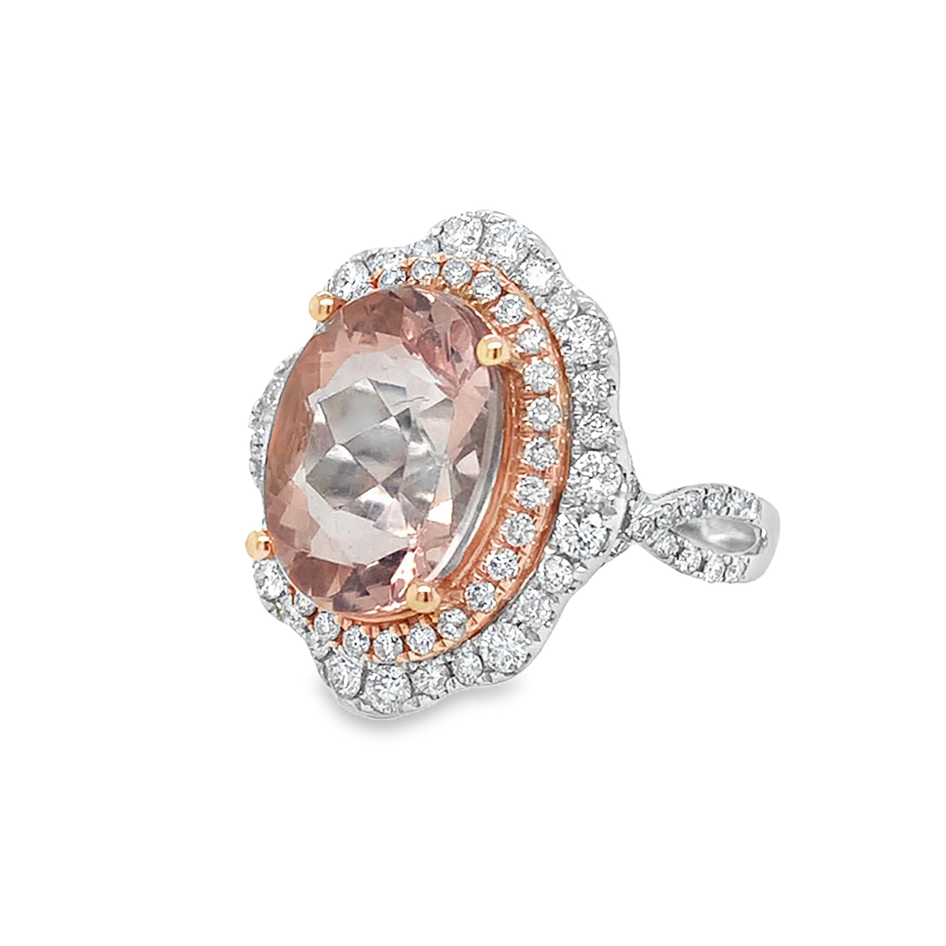 Women's Ruchi New York Pink Morganite and Diamond Ring For Sale