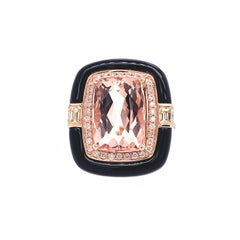 Ruchi New York Pink Morganite, Black Onyx, and Diamond Ring