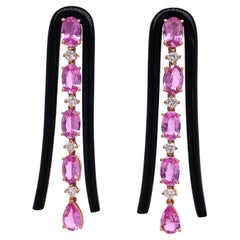 Ruchi New York Pink Sapphire and Black Agate U-Shape Earrings