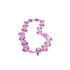 RUCHI Rosecut Pink Sapphire and Brilliant Diamond White Gold Bracelet