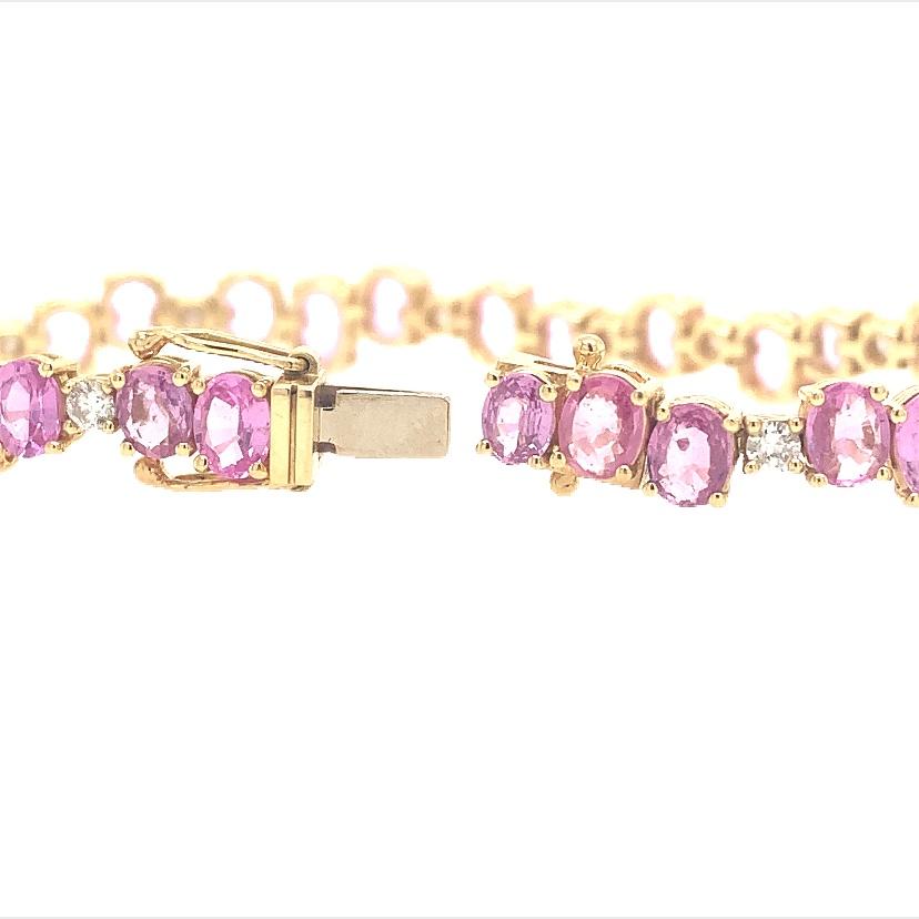 Contemporary RUCHI Pink Sapphire and Diamond White Gold Link Bracelet For Sale